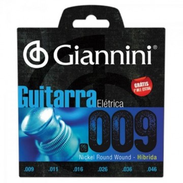 Encordoamento Para Guitarra GEEGSTH9 Série Híbrida 0.09 GIANNINI