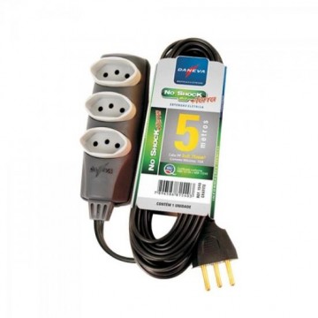 Extensão Tripla PP 3 x 0,75mm 2P+T NBR 5 Metros No Shock DANEVA
