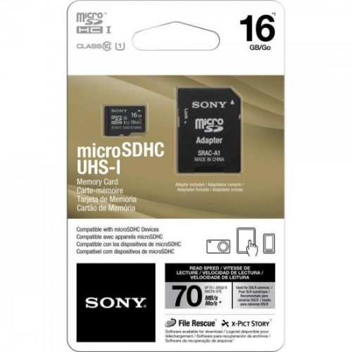 Cartão de Memória 16GB Micro SDHC com Adaptador CLASSE 10 SR-16UY2 SONY