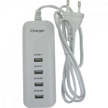 Carregador USB 4 Portas 0.5A a 2A 044-2004 Branco CHIPSCE