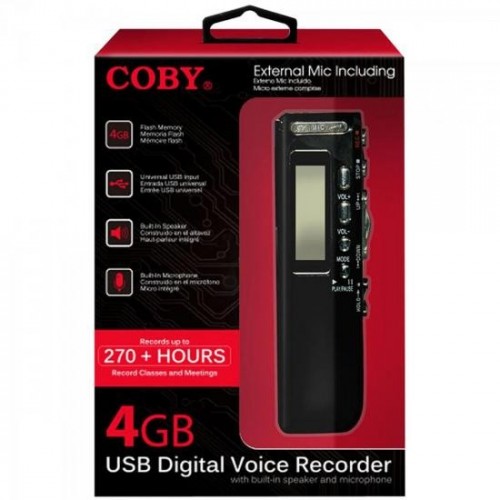 Gravador Digital de Voz, Telefônico e MP3 Player CVR20 Preto COBY