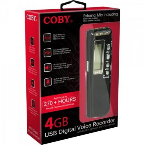 Gravador Digital de Voz, Telefônico e MP3 Player CVR20 Preto COBY