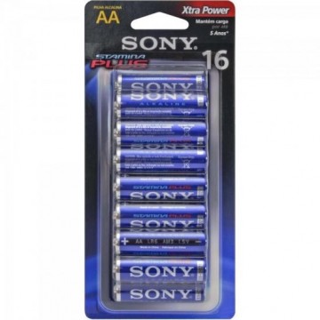 Pilha Alcalina 16 AA Stamina Plus AM3-B16D Sony Caixa c/512 pilhas (cartela c/16 ) - CX / 512