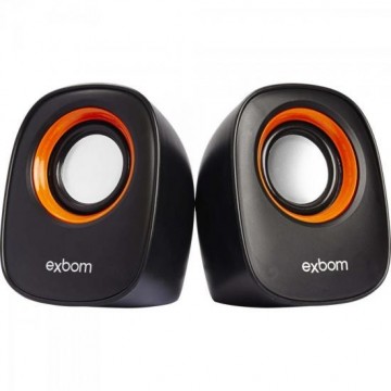 Caixa Multimídia 2.0 5W RMS CS-89 Preta/Laranja EXBOM Caixa Multimídia 2.0 5W RMS CS-89 Preta/Laranja EXBOM