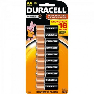 Pilha Alcalina AA Duracell cartela c/ 16 pilhas - CAR / 16