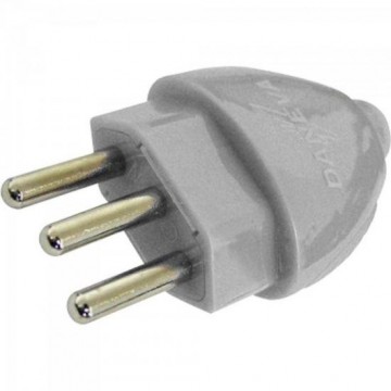 Plugue 2P+T 10A/250V Cinza DANEVA - PCT / 12