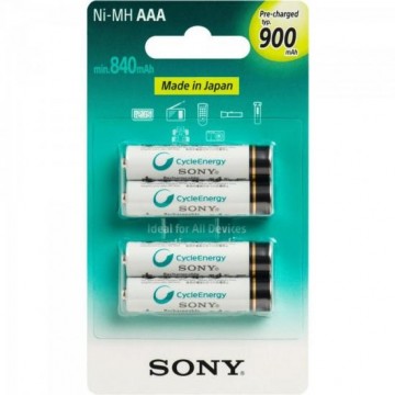 Pilha Recarregavel AAA 900mAh NiMh NH-AAA-B4GN Sony cartela c/4 pilhas - CAR / 4