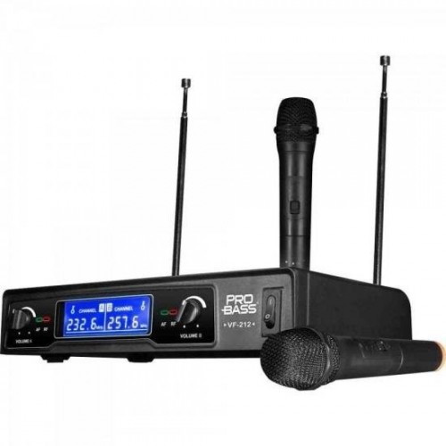 Microfone sem Fio Duplo VHF VF-212 PROBASS